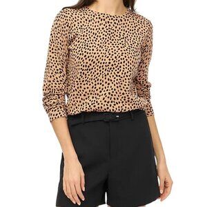 J.Crew Cheetah Teddie Sustainable 100% Cotton Crewneck Pullover Size M